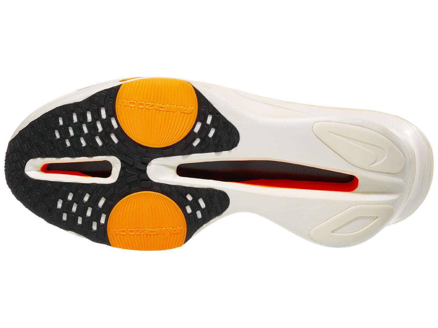 View of the outsole of the left shoe of the Nike Alphafly Next% 3.
