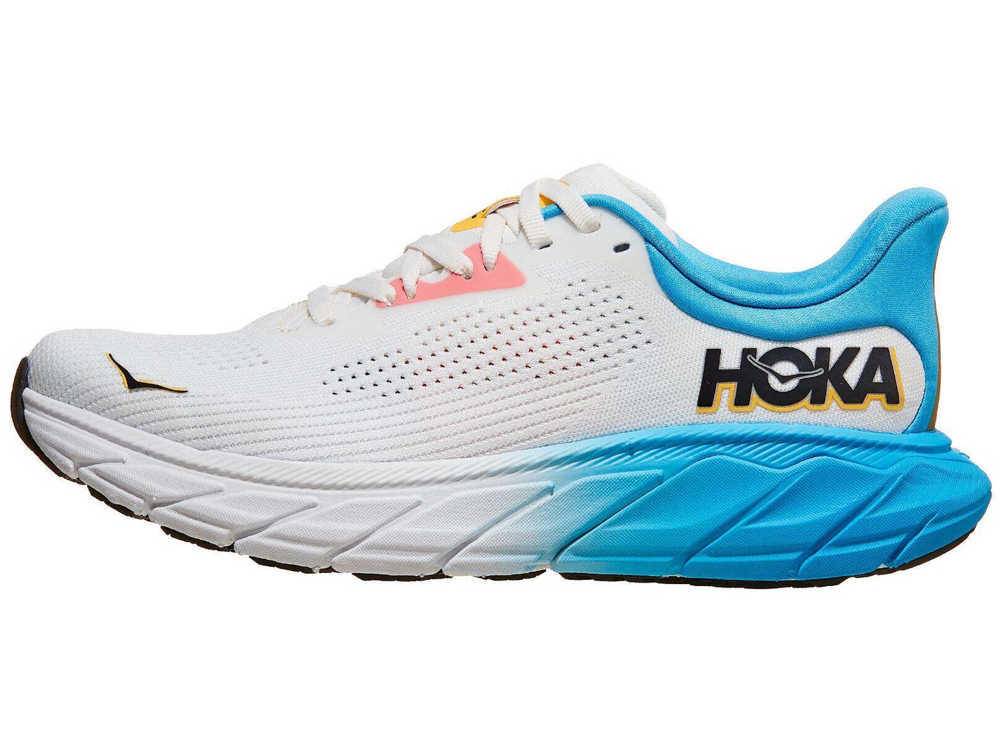 HOKA Arahi 7 in white and ocean blue color