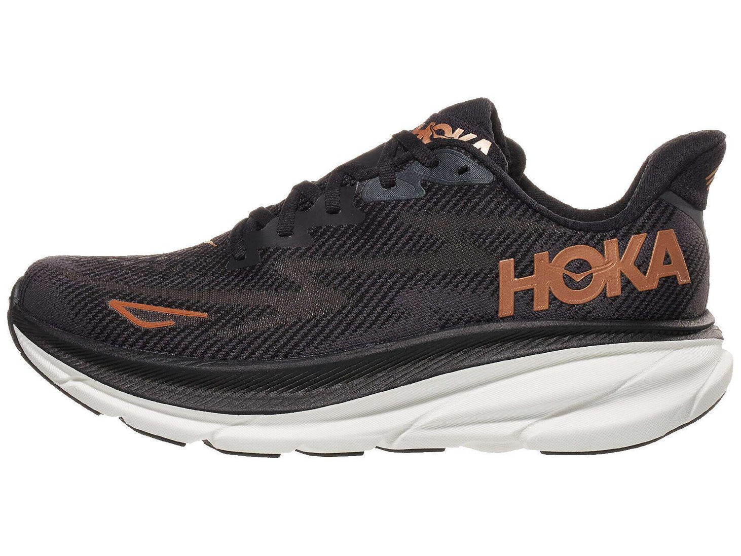 HOKA Clifton 9 Women's Shoes Black/Copper Running Warehouse