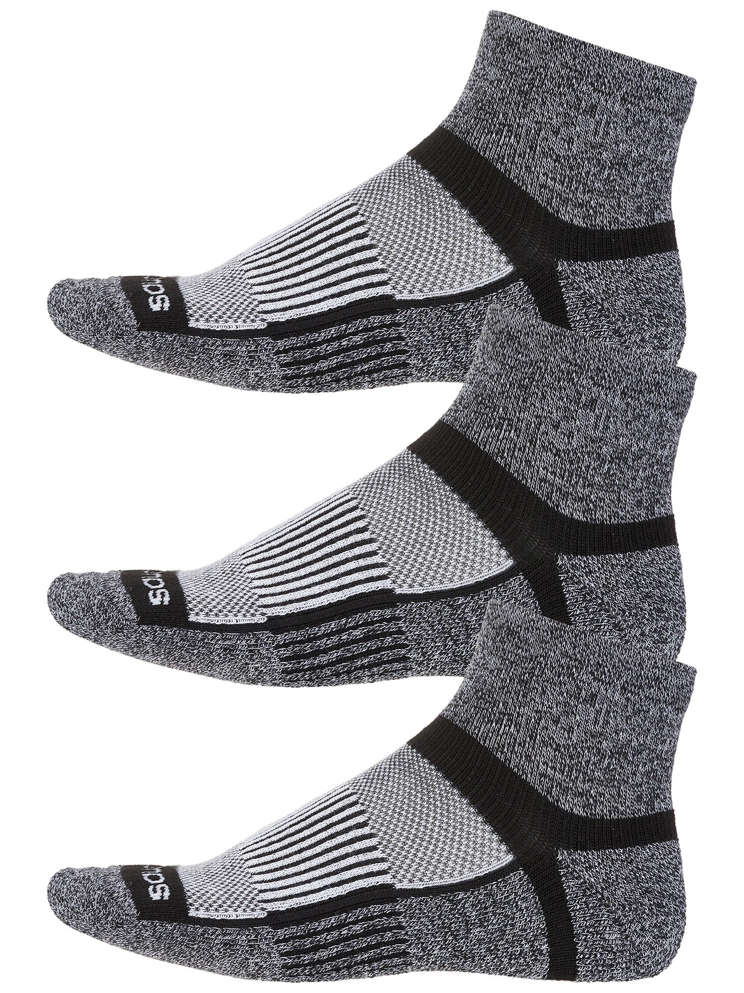 Saucony Inferno Cushion Quarter Socks 3Pack Bk/Wh Ma Running Warehouse