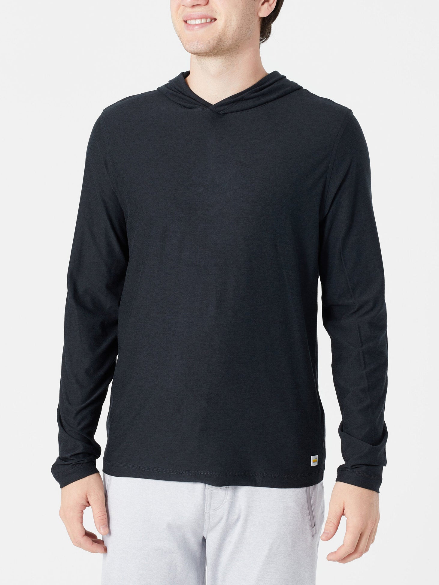 Vuori Men's Strato Tech Hoodie Black Heather Running Warehouse