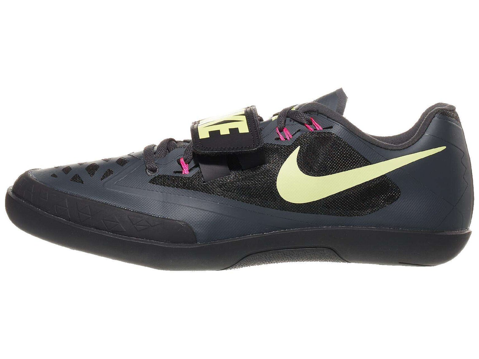 Side view of Nike Zoom SD 4 glide shoe in black with lime green accents