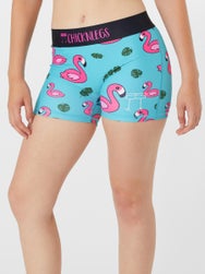 ChicknLegs Women's Blue Flamingos 3" Compression Shorts