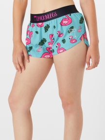 ChicknLegs Women's Blue Flamingos 1.5" Split Shorts