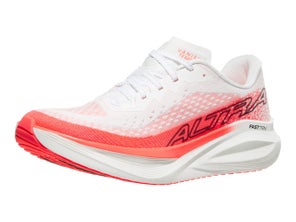 Altra Vanish Tempo 2 left shoe angled forward White/Fiery Coral colorway