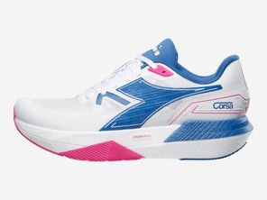 Diadora Corsa Lucent White Mediterranian colorway left shoe facing left