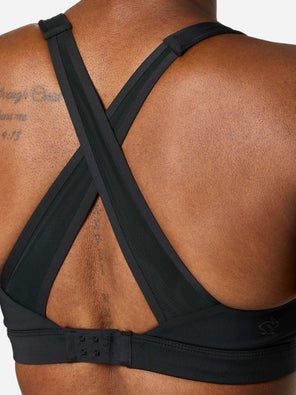 back view of model wearing the rabbit Zone 3 Bra in black colorway