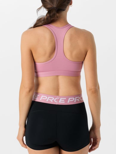 Back of the Nike Swoosh Medium Support Padded Bra in pink