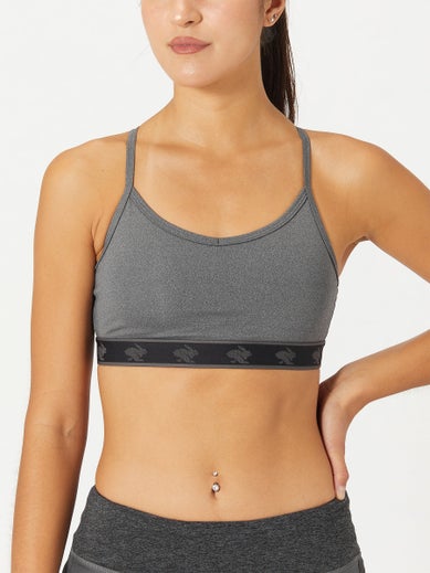 Front of the rabbit Strappy Pocket Bra in grey