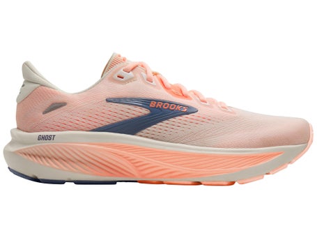 Brooks Ghost 18\Womens Shoes\Star Wh/Cyber Peach/Grey