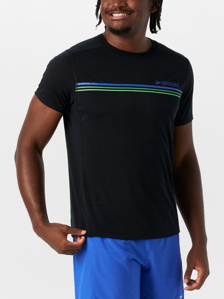 Brooks Mens Brooks Stripes Distance Short Sleeve 3.0