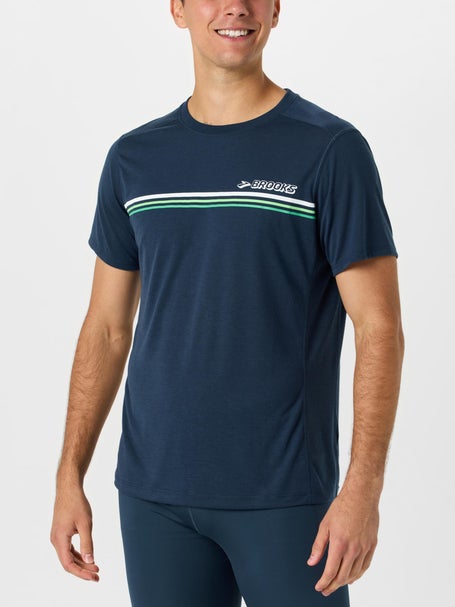 Brooks Mens Brooks Stripes Distance Short Sleeve 3.0