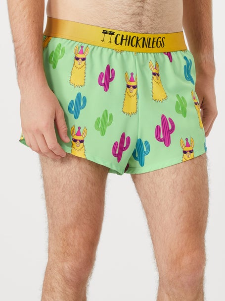 ChicknLegs Mens Green Llamas 2 Split Shorts