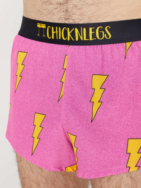 ChicknLegs Men's Hot Pink Bolts 2 Split Shorts