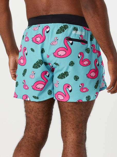 ChicknLegs Men's Blue Flamingos 4 Half Split Shorts