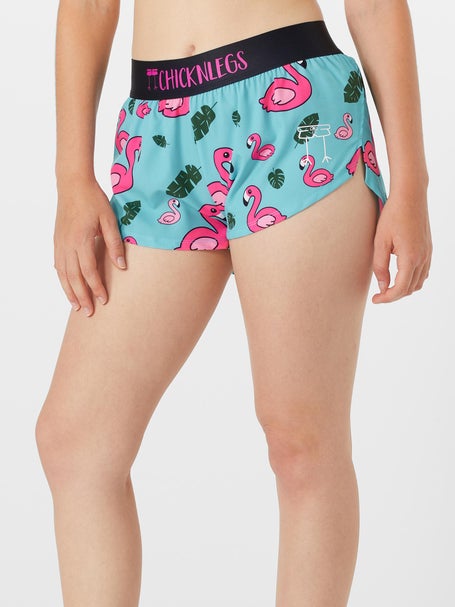 ChicknLegs Womens Blue Flamingos 1.5 Split Shorts