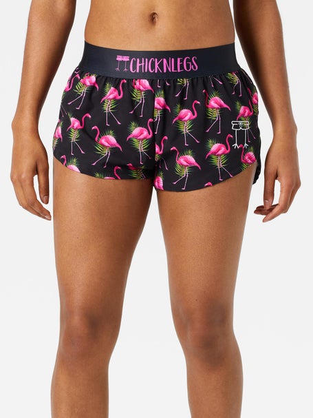 ChicknLegs Womens Black Flamingo 1.5 Split Shorts