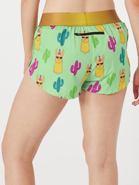 Women's Green Llamas 1.5 Split Shorts