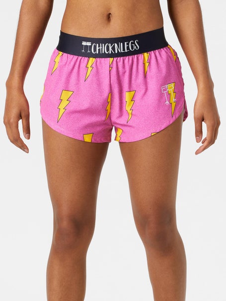 ChicknLegs Womens Pink Bolts 1.5 Split Shorts