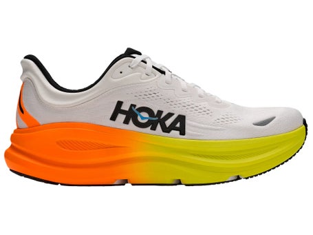 HOKA Bondi 9\Mens Shoes\White/Neon Tangerine