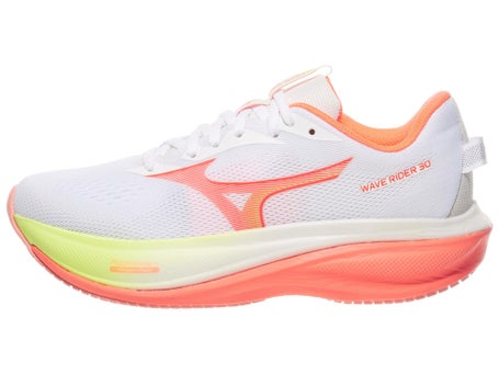 Mizuno Wave Rider 30\Womens Shoes\White/Flamingo Coral