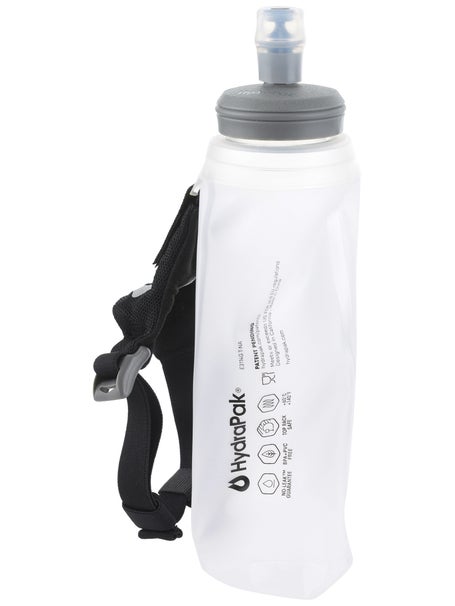 Nathan Sports 14oz Exoshot Lite Handheld Soft Flask with Bite Top -  Black/Reflective Silver