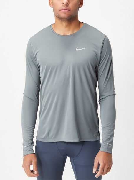 Nike, Miler Dri FIT UV Mens Long Sleeve Running T Shirt, Long Sleeve  Performance T-Shirts