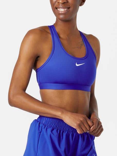 Nike Womens Blue Swoosh Dri-FIT Medium-Support Padded Sports Bra