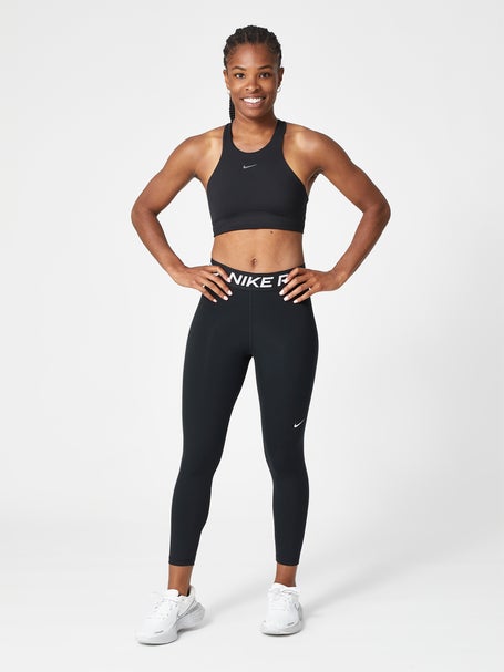 Nike Pro 365 Womens Mid-Rise Crop Leggings Dri Fit Black CZ9803-013 Mesh  Panel
