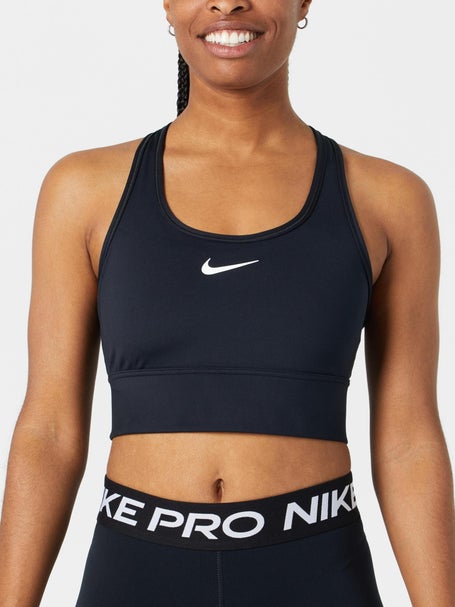 Nike Dri-Fit Womens Swoosh Longline Sports Bra (Black) - Soccer Wearhouse