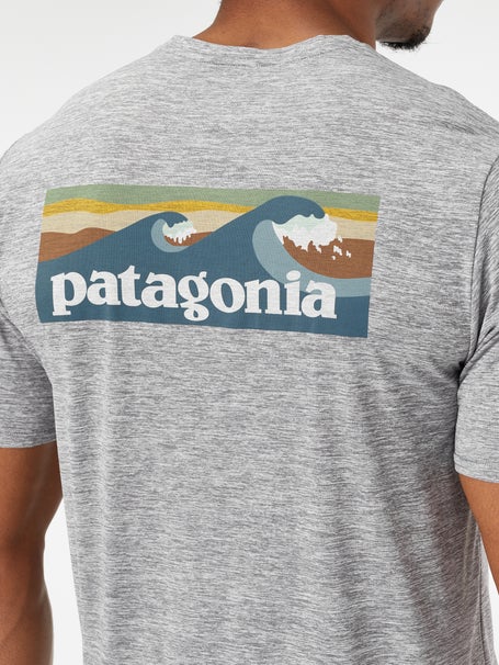 Patagonia Capilene Cool Daily Graphic Shirt - Waters - Men's Boardshort Logo Abalone Blue / Feather Grey M