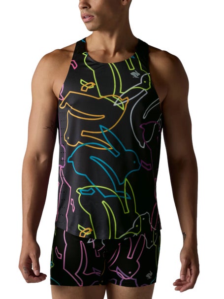 rabbit Mens Go Time Singlet Neon Bunny