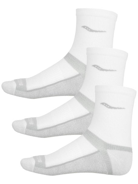 Saucony Inferno Cushion Mid-Crew Socks 3-Pack White