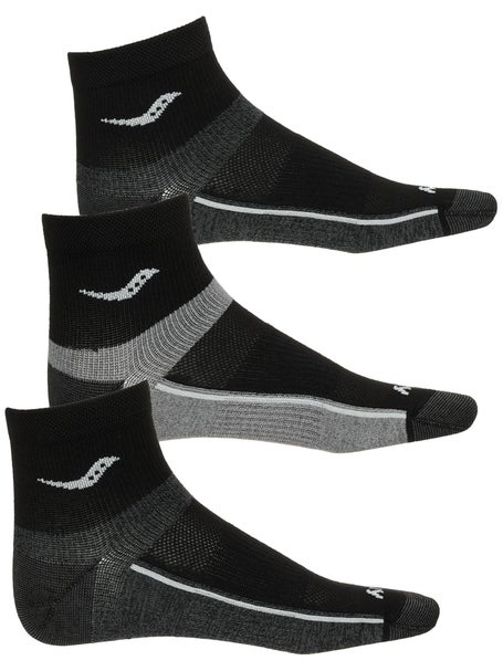 Saucony Inferno Ultralight Quarter Socks 3-Pack Black Running