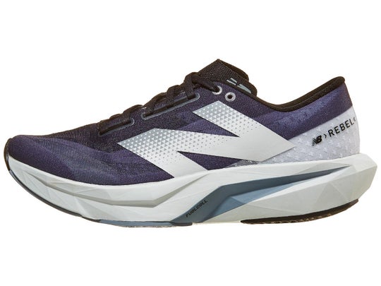 A blue, black, and white men’s sneaker