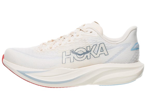 Women's HOKA Mach 7 in a light blue/cream colorway left shoe facing left
