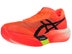 Angled view of pair of ASICS METASPEED Sky Paris. Upper is red with black ASICS logo. Midsole is painted red.