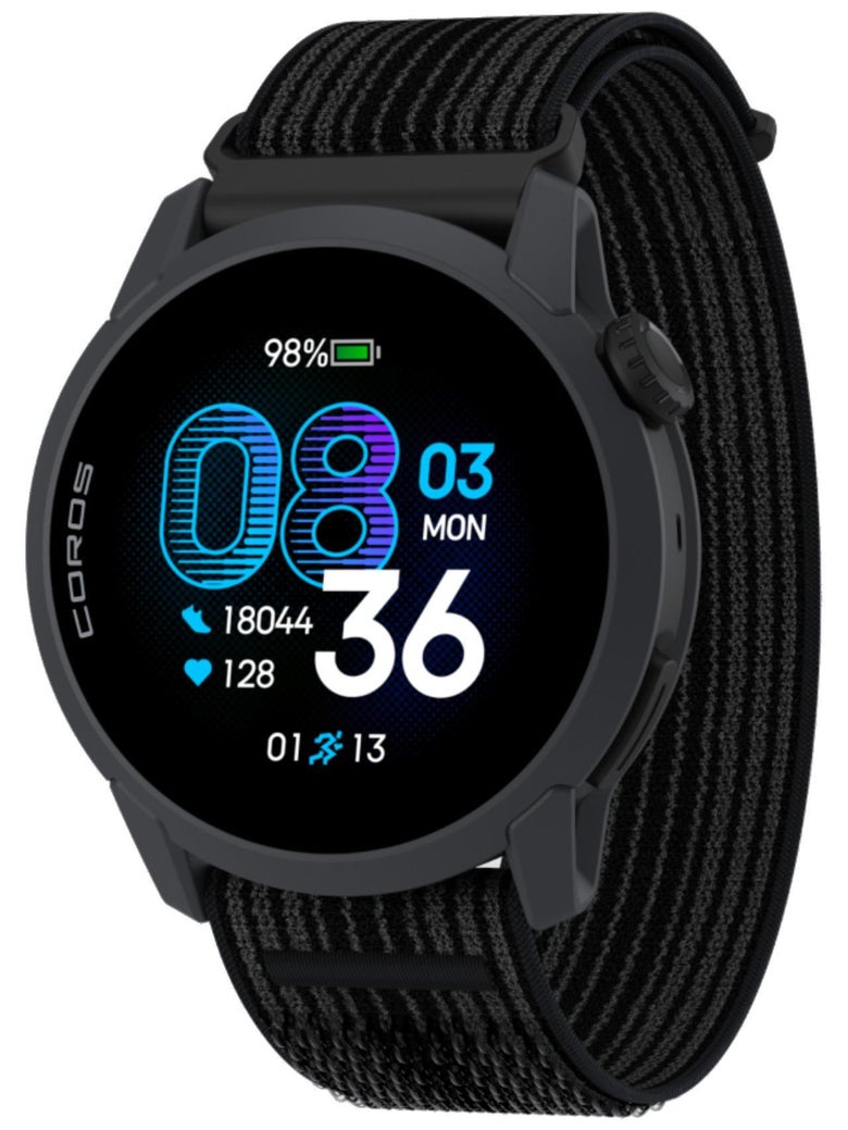 Best Entry-Level GPS Watch COROS PACE 4 in black with nylon band, front