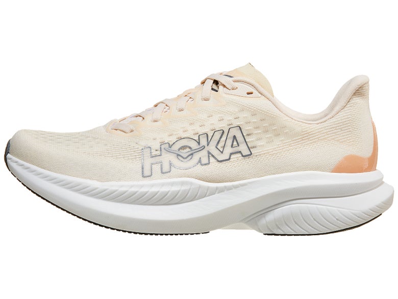 HOKA Mach 6 shoe in Oat Milk/Barley color