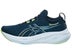 Lateral side of right shoe of ASICS Gel Nimbus 26. Upper is navy blue. Midsole is light blue.