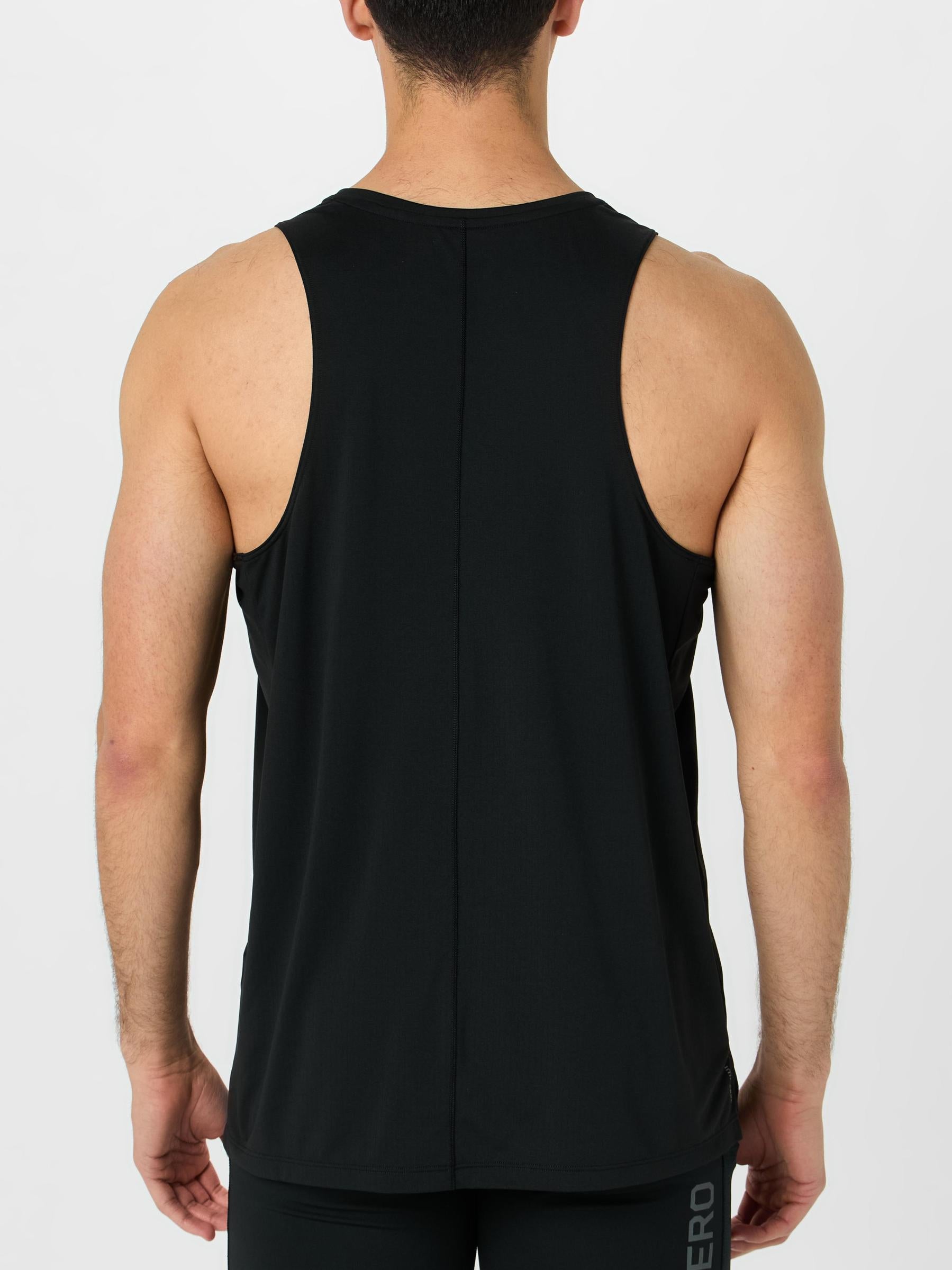 Rear view of model wearing adidas adi365 Tank in black colorway