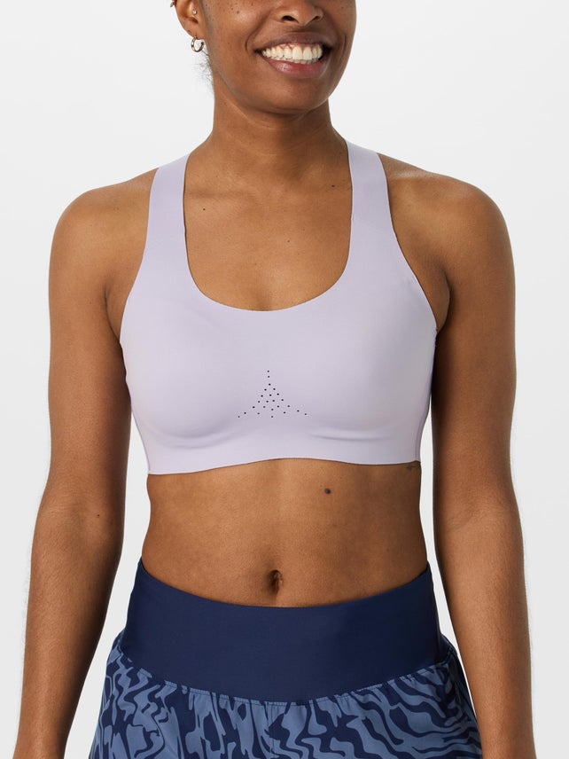 Front view of model wearing Brooks Crossback 2.0 running bra
