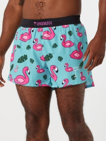 ChicknLegs Men's Blue Flamingos 4" Half Split Shorts
