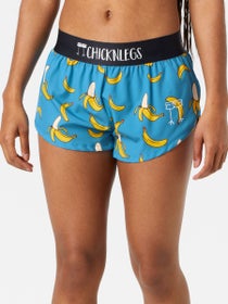 ChicknLegs Women's Blue Bananas 1.5" Split Shorts