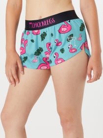 ChicknLegs Women's Blue Flamingos 1.5" Split Shorts