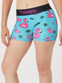 ChicknLegs Women's Blue Flamingos 3" Compression Shorts