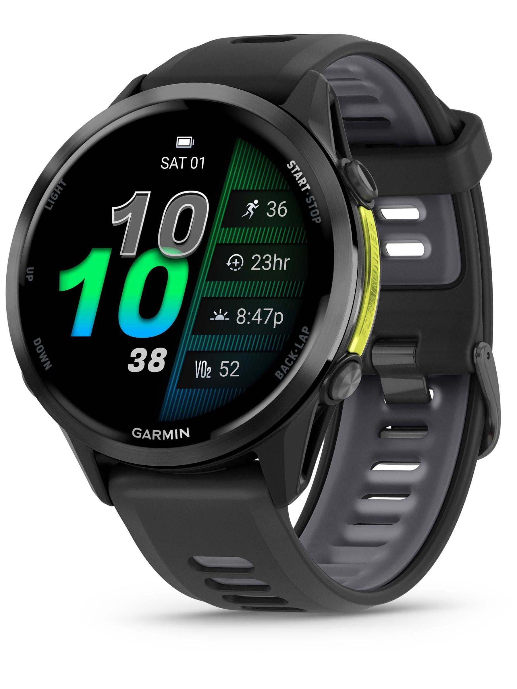 Garmin Forerunner 970 front facing black watch