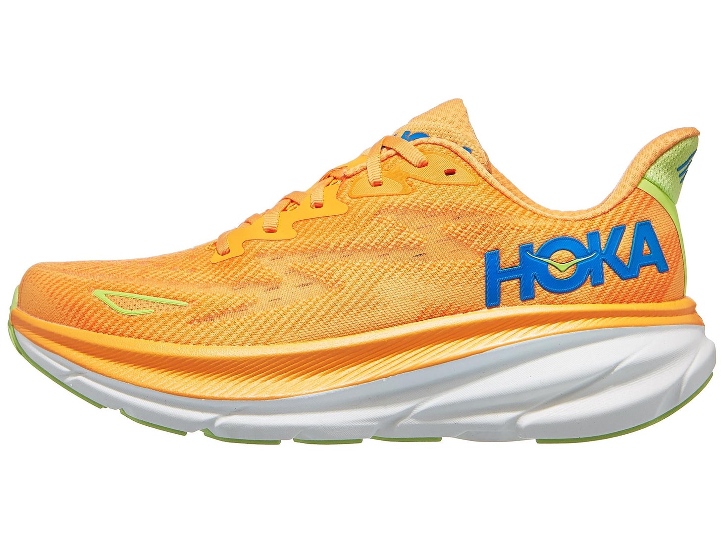 Best All-Around Running Shoe: HOKA Clifton 9 orange upper white midsole color