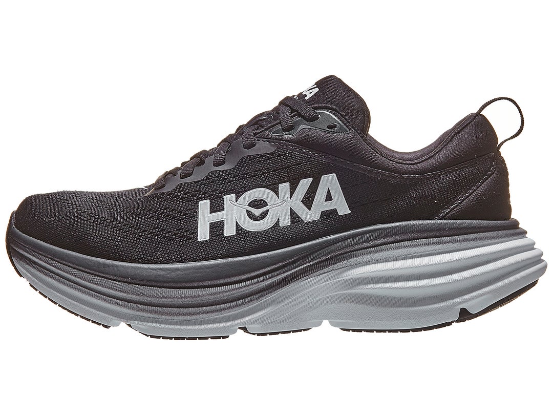 HOKA Bondi 8 in black color upper material with grey midsole