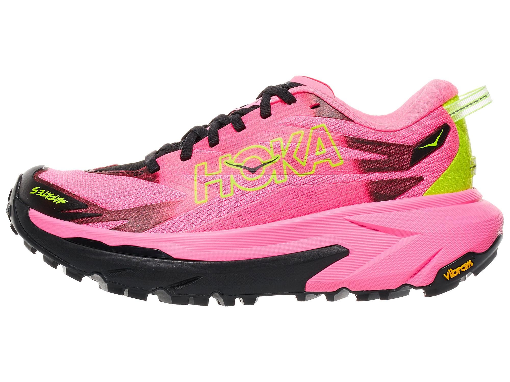 HOKA Mafate 5 Women's left shoe facing left Neon Rose